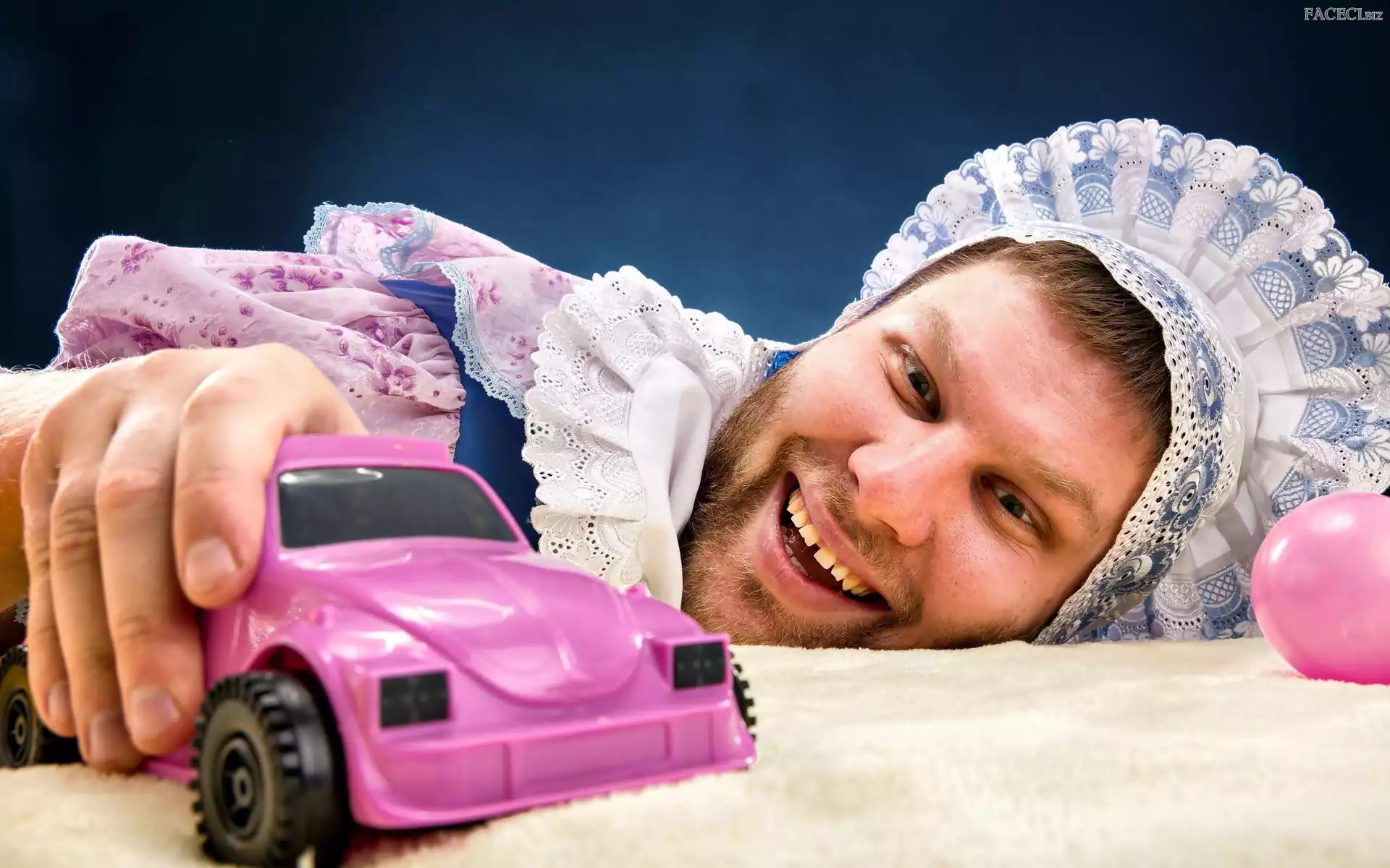 Dziecko, Śmieszne, Mężczyzna, Samochodzik